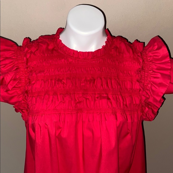 Marc New York Women’s Red Ruffle Short Sleeve Cotton Blend Blouse Plus Size 2X - Picture 4 of 6